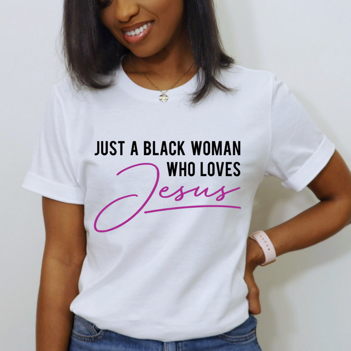 Black woman in white t-shirt 